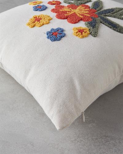 Luna Декоративна Калъфка За Възглавница Punch Nakışlı, Естествен, 45 X 45 Cm