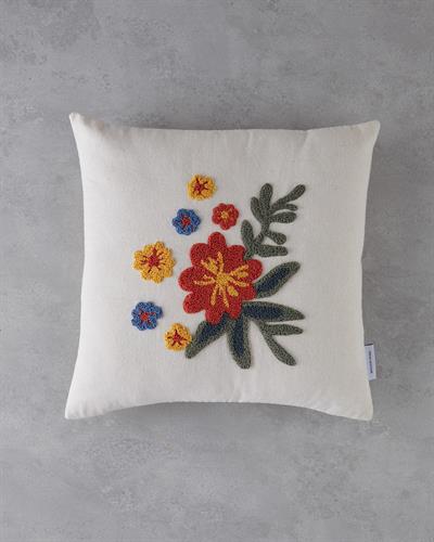 Luna Декоративна Калъфка За Възглавница Punch Nakışlı, Естествен, 45 X 45 Cm