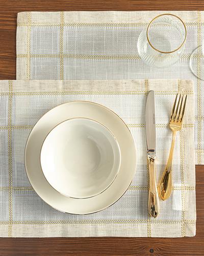 Luxe Linen Look Американзки Сервиз 2Бр., Полиестер, Бяло Злато, 30 X 45 Cm