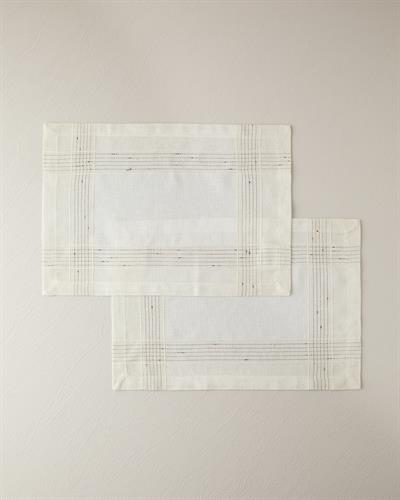 Luxe Linen Look Подложки За Хранене 2 бр. Полиестер 35x50 см Кремаво - Черен