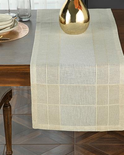 Luxe Linen Look Ранър Полиестер, Бежово, 40 X 150 Cm