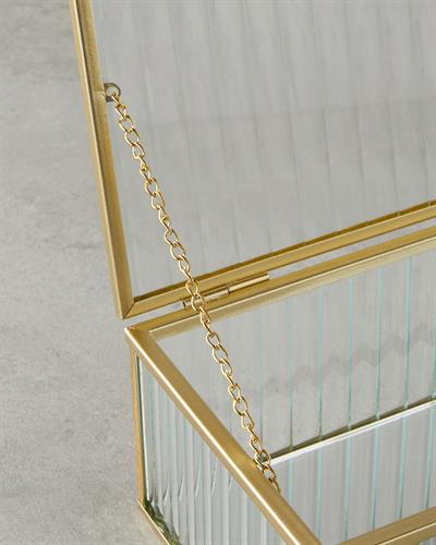 Luxury Декоративна Кутия Стъкло, Златисто, 0