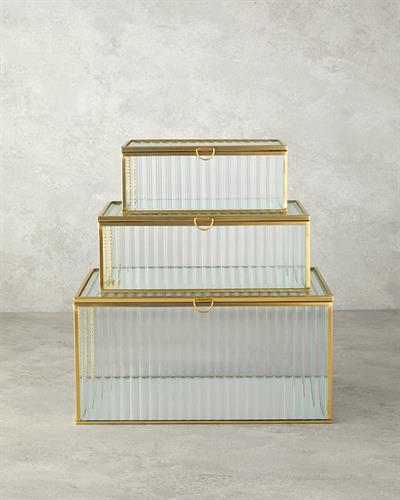 Luxury Декоративна Кутия Стъкло, Златисто, 0