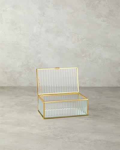 Luxury Декоративна Кутия Стъкло, Златисто, 0