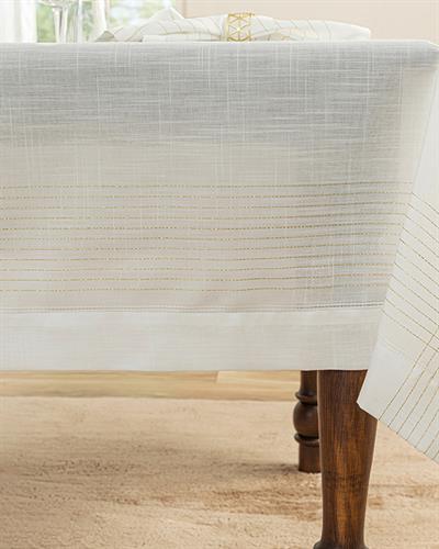 Luxury Polyestere Table Cloth 157x300 cm White-Gold
