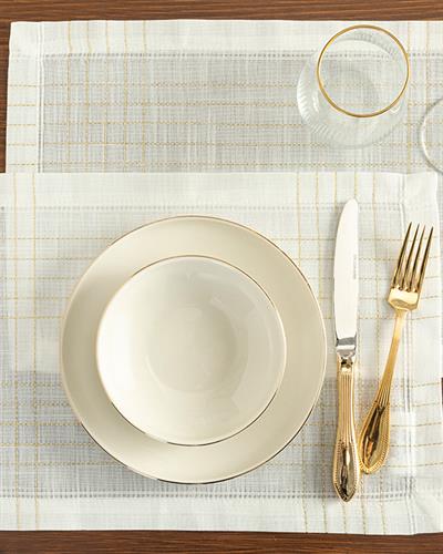 Luxury Американзки Сервиз 2Бр., Полиестер, Бяло Злато, 30 X 45 Cm