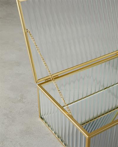 Luxury Декоративна Кутия Стъкло, Златисто, 25 X 16 X 9 Cm