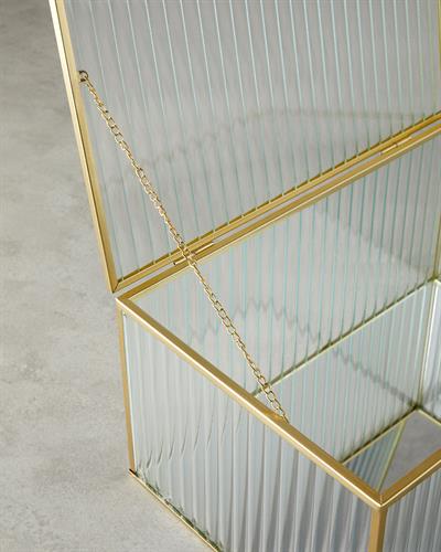 Luxury Декоративна Кутия Стъкло, Златисто, 30 X 20 X 15 Cm