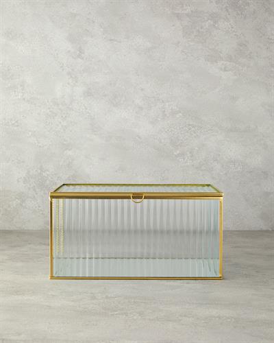 Luxury Декоративна Кутия Стъкло, Златисто, 30 X 20 X 15 Cm