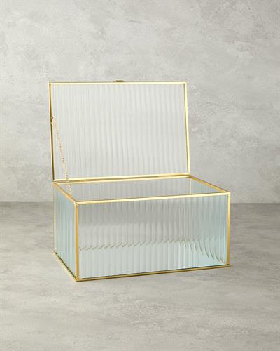 Luxury Декоративна Кутия Стъкло, Златисто, 30 X 20 X 15 Cm
