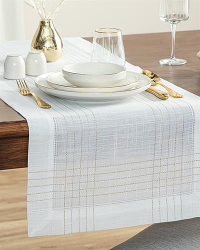 Luxury Ранър Полиестер, Бяло Злато, 45 X 140 Cm