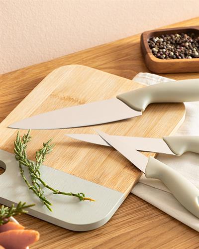 Lydia Steel 3 Set Knife Set 19-22-27 cm Cream