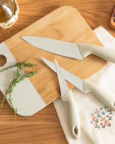 Lydia Steel 3 Set Knife Set 19-22-27 cm Cream