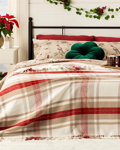 Mackenzie Glitter Cotton For One Person Blanket 150x200 cm Beige-Red.