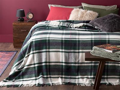 Mackenzie Одеало Двоен Размер, Памучен, Зелено, 200 X 220 Cm