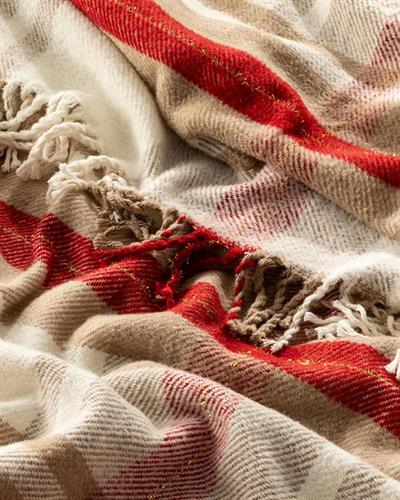 Mackenzie Одеяло Кралски размер Памучен с брокат 220x240 см Червен - Бежов