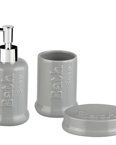 Macy Комплект За Баня 3 бр. 7x7x18+7x7x11+11x8x3 см Сив