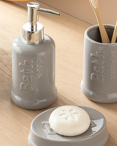 Macy Комплект За Баня 3 бр. 7x7x18+7x7x11+11x8x3 см Сив