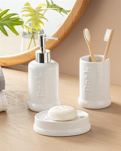 Macy Комплект За Баня 3 Бр., Бяло, 7 X 7 X 18+7 X 7 X 11+11 X 8 X 3 Cm