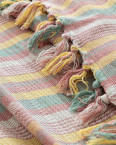 Madras Plaid Weaved Double Person Bed Quilt Set 240x260 cm Pink-Yellow