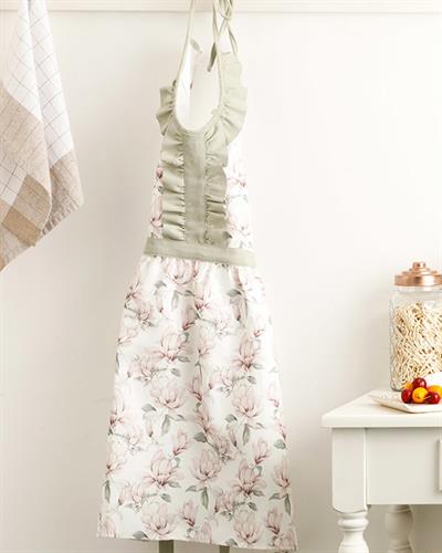 Magnolia Кухненска Престилка С волан Полиестер 83x87 см Розов - Зелен