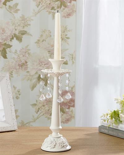 Majestic Rose Свещник Ковано желязо 10x10x28 Бял