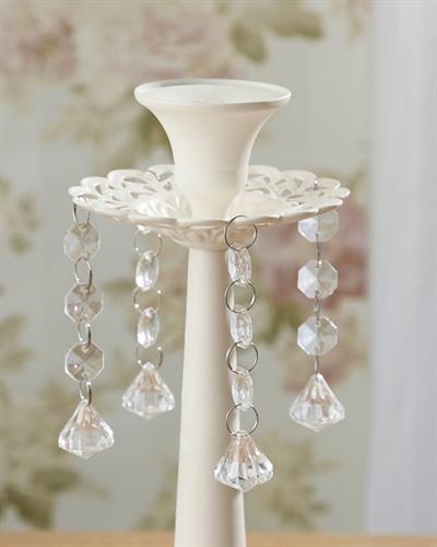 Majestic Rose Свещник Ковано желязо 10x10x28 Бял