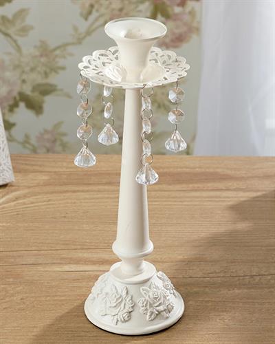 Majestic Rose Свещник Ковано желязо 10x10x28 Бял