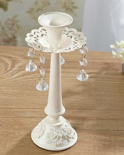 Majestic Rose Свещник Ковано желязо 9,5x9,5x22,5 см Бял