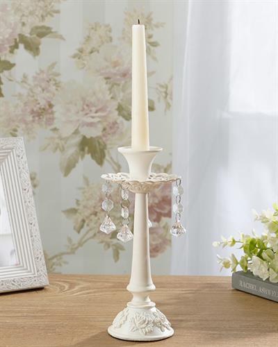 Majestic Rose Свещник Ковано желязо 9,5x9,5x22,5 см Бял