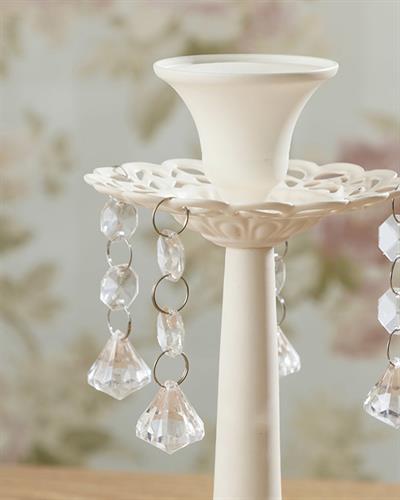 Majestic Rose Свещник Ковано желязо 9,5x9,5x22,5 см Бял