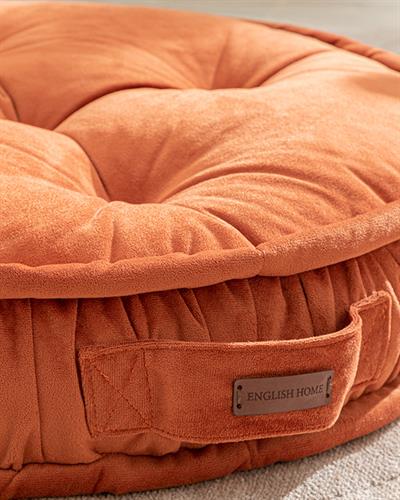 Malta Round Декоративен Пуф Кадифе, Керемидено Червено, 60 Cm