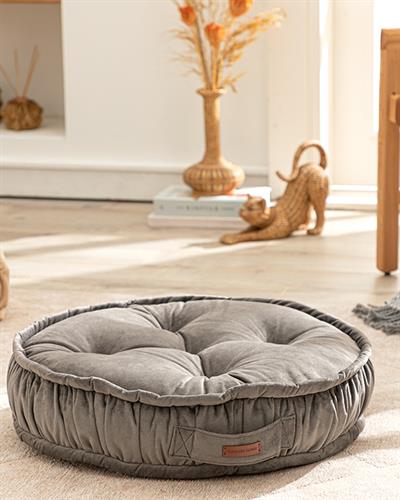 Malta Round Декоративен Пуф Кадифе, Антрацит, 60 Cm