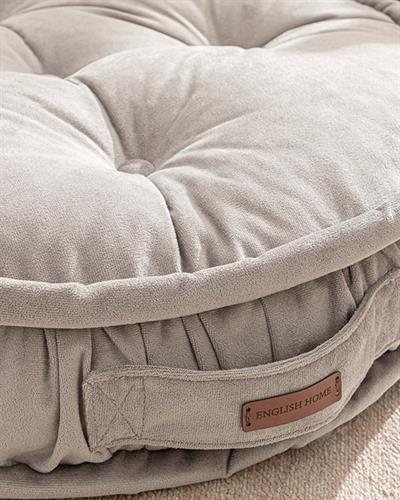 Malta Round Декоративен Пуф Кадифе, Сиво, 60 Cm