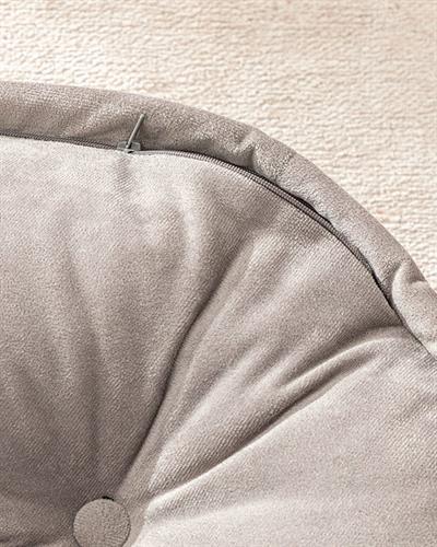 Malta Round Декоративен Пуф Кадифе, Сиво, 60 Cm