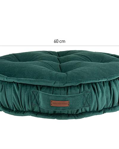 Malta Round Декоративен Пуф Кадифе, Петролово Зелено, 60 Cm