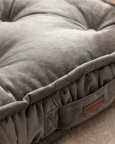 Malta Square Декоративен Пуф Кадифе, Антрацит, 60 X 60 X 14 Cm