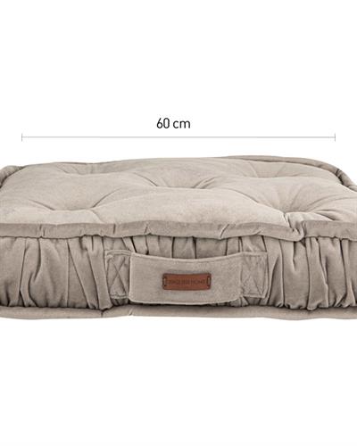 Malta Square Декоративен Пуф Кадифе, Сиво, 60 X 60 X 14 Cm