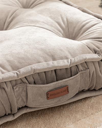 Malta Square Декоративен Пуф Кадифе, Сиво, 60 X 60 X 14 Cm