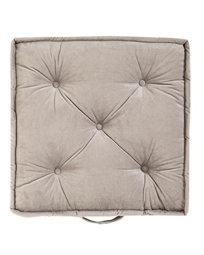 Malta Square Декоративен Пуф Кадифе, Сиво, 60 X 60 X 14 Cm