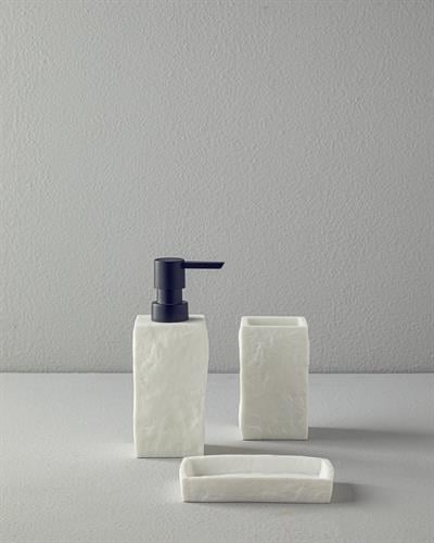 Marble 3 pcs Bathroom Set 16X10X19 cm White
