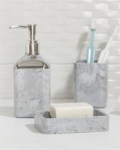 Marble КОМПЛЕКТ ЗА БАНЯ 3 комплект Кристал 17,5x6,5x6,5 cm+9x6,5x6,5 cm+1 Gray