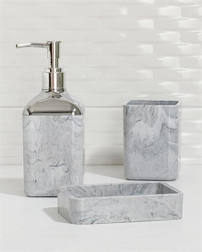 Marble КОМПЛЕКТ ЗА БАНЯ 3 комплект Кристал 17,5x6,5x6,5 cm+9x6,5x6,5 cm+1 Gray