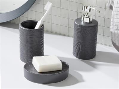 Marble КОМПЛЕКТ ЗА БАНЯ 3 комплект Керамичен 16,5x10,8x12,4 cm Антрацит