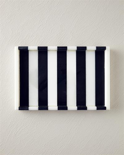 Marble Декоративен Поднос Мрамор 30x20x3 см Черен - Бял