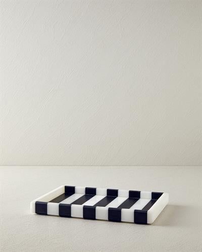 Marble Декоративен Поднос Мрамор 30x20x3 см Черен - Бял