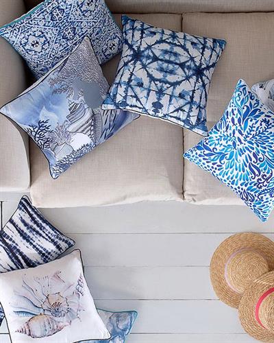 Marbled Blue Декоративна Възглавница Двулицев 45x45 см Син