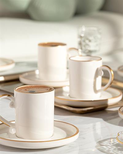 Marella Porcelain 12 Pieces 6 Servings Coffee Cup Set 85 ml Gold
