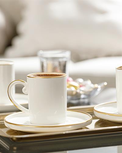 Marella Porcelain 12 Pieces 6 Servings Coffee Cup Set 85 ml Gold