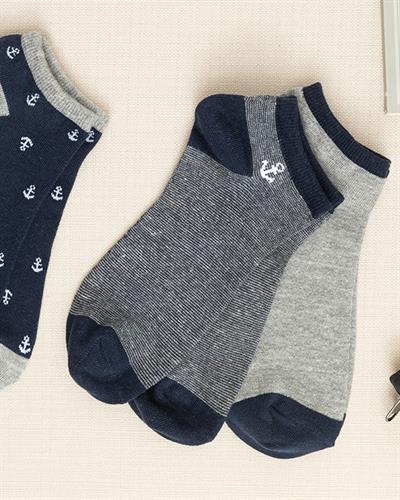Marin Cotton 3 set - Men Ankle Socks Standart Dark Blue